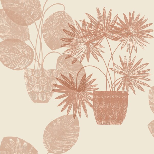 Manhattan Comfort Manosque Aida Pink Potted Plant 27 ft L X 27 in W Wallpaper BR4014-87556 - main